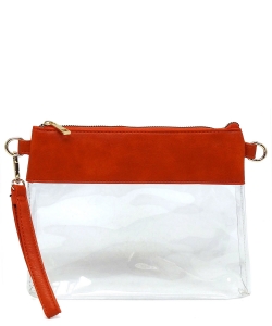 Fashion See Thru Transparent Clutch Crossbody Bag AD200T ORANGE /